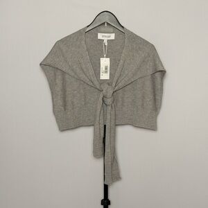 Derek Lam 10 Crosby Women's Cropped Tie Front Wool Blend Sweater Grey One Size